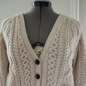Beige Cardigan with Leather Buttons